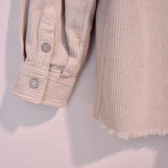 Zara Cream Beige Corduroy Shirt Jacket Relaxed Fit Snap Front Size XL - Picture 14 of 15